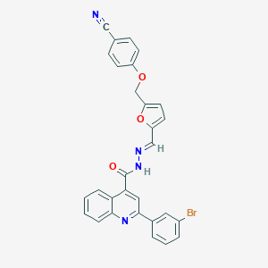 molecular formula C29H19BrN4O3 B445374 2-(3-bromophenyl)-N'-({5-[(4-cyanophenoxy)methyl]-2-furyl}methylene)-4-quinolinecarbohydrazide 