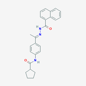 molecular formula C25H25N3O2 B445378 N-{4-[N-(1-naphthoyl)ethanehydrazonoyl]phenyl}cyclopentanecarboxamide 