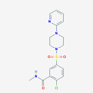 molecular formula C17H19ClN4O3S B4453801 2-chloro-N-methyl-5-{[4-(2-pyridinyl)-1-piperazinyl]sulfonyl}benzamide 