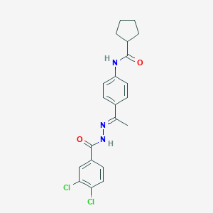 molecular formula C21H21Cl2N3O2 B445383 N-{4-[N-(3,4-dichlorobenzoyl)ethanehydrazonoyl]phenyl}cyclopentanecarboxamide 