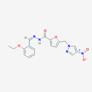 N'-[(Z)-(2-ethoxyphenyl)methylidene]-5-[(4-nitro-1H-pyrazol-1-yl)methyl]furan-2-carbohydrazide