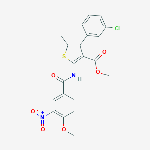 molecular formula C21H17ClN2O6S B445385 Methyl 4-(3-chlorophenyl)-2-({3-nitro-4-methoxybenzoyl}amino)-5-methyl-3-thiophenecarboxylate 