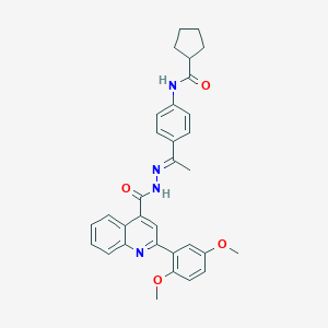 N-[4-(N-{[2-(2,5-dimethoxyphenyl)-4-quinolinyl]carbonyl}ethanehydrazonoyl)phenyl]cyclopentanecarboxamide