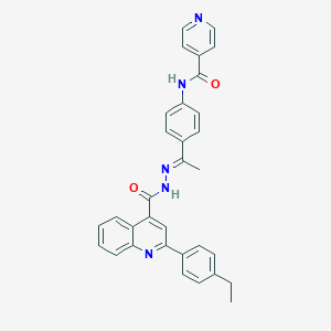 molecular formula C32H27N5O2 B445388 N-[4-(N-{[2-(4-ethylphenyl)-4-quinolinyl]carbonyl}ethanehydrazonoyl)phenyl]isonicotinamide 