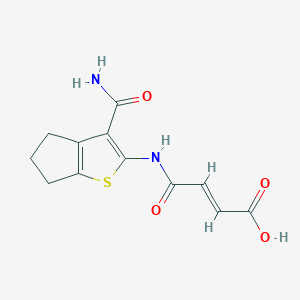 molecular formula C12H12N2O4S B445392 (2E)-4-[(3-carbamoyl-5,6-dihydro-4H-cyclopenta[b]thiophen-2-yl)amino]-4-oxobut-2-enoic acid 
