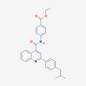 molecular formula C29H28N2O3 B445400 Ethyl 4-({[2-(4-isobutylphenyl)-4-quinolinyl]carbonyl}amino)benzoate 