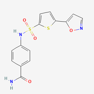 molecular formula C14H11N3O4S2 B4454106 4-({[5-(5-isoxazolyl)-2-thienyl]sulfonyl}amino)benzamide 