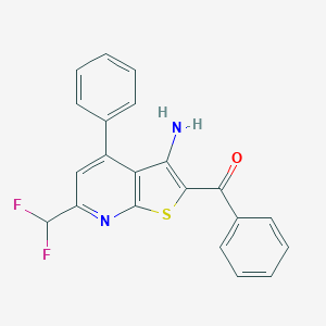 molecular formula C21H14F2N2OS B445411 [3-Amino-6-(difluoromethyl)-4-phenylthieno[2,3-b]pyridin-2-yl](phenyl)methanone 