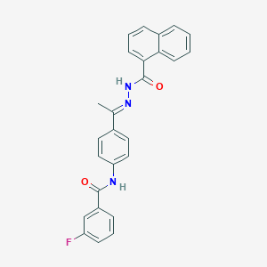 molecular formula C26H20FN3O2 B445412 3-fluoro-N-{4-[N-(1-naphthoyl)ethanehydrazonoyl]phenyl}benzamide 