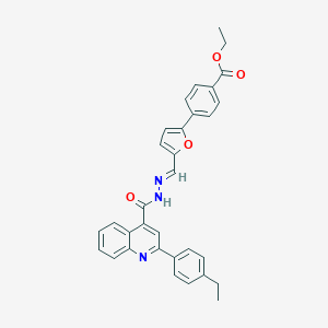 molecular formula C32H27N3O4 B445413 ethyl 4-{5-[(E)-(2-{[2-(4-ethylphenyl)quinolin-4-yl]carbonyl}hydrazinylidene)methyl]furan-2-yl}benzoate 