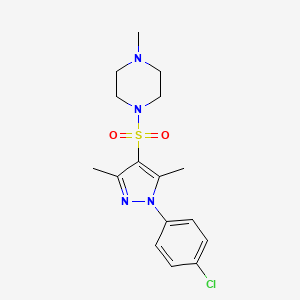 molecular formula C16H21ClN4O2S B4454157 1-{[1-(4-chlorophenyl)-3,5-dimethyl-1H-pyrazol-4-yl]sulfonyl}-4-methylpiperazine 