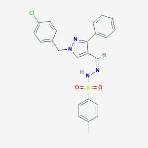 molecular formula C24H21ClN4O2S B445417 N'-{[1-(4-chlorobenzyl)-3-phenyl-1H-pyrazol-4-yl]methylene}-4-methylbenzenesulfonohydrazide 
