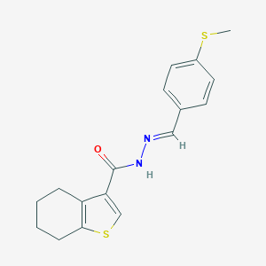 molecular formula C17H18N2OS2 B445421 N'-[4-(methylsulfanyl)benzylidene]-4,5,6,7-tetrahydro-1-benzothiophene-3-carbohydrazide 