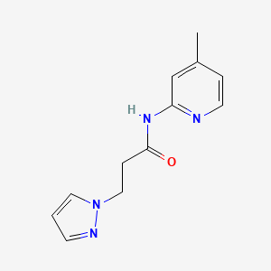 molecular formula C12H14N4O B4454312 N-(4-methyl-2-pyridinyl)-3-(1H-pyrazol-1-yl)propanamide 