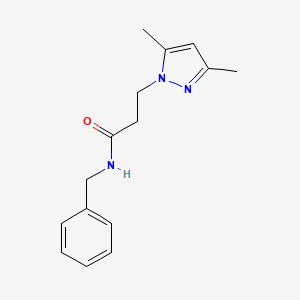 molecular formula C15H19N3O B4454368 N-benzyl-3-(3,5-dimethyl-1H-pyrazol-1-yl)propanamide 