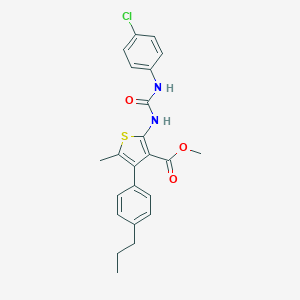 molecular formula C23H23ClN2O3S B445438 Methyl 2-{[(4-chloroanilino)carbonyl]amino}-5-methyl-4-(4-propylphenyl)-3-thiophenecarboxylate 