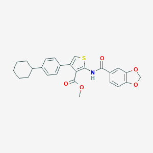 molecular formula C26H25NO5S B445446 Methyl 2-[(1,3-benzodioxol-5-ylcarbonyl)amino]-4-(4-cyclohexylphenyl)thiophene-3-carboxylate 