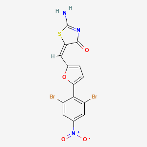 (5E)-2-amino-5-[[5-(2,6-dibromo-4-nitrophenyl)furan-2-yl]methylidene]-1,3-thiazol-4-one