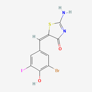 (5E)-2-amino-5-[(3-bromo-4-hydroxy-5-iodophenyl)methylidene]-1,3-thiazol-4-one