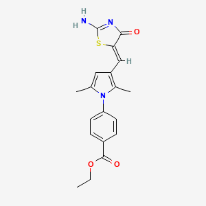 ethyl 4-{3-[(2-imino-4-oxo-1,3-thiazolidin-5-ylidene)methyl]-2,5-dimethyl-1H-pyrrol-1-yl}benzoate