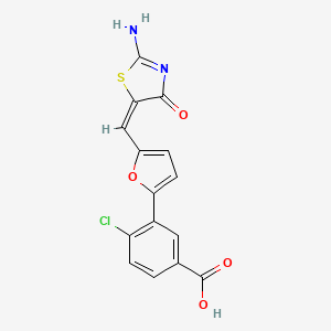 4-chloro-3-{5-[(2-imino-4-oxo-1,3-thiazolidin-5-ylidene)methyl]-2-furyl}benzoic acid