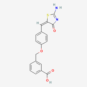 3-[[4-[(E)-(2-amino-4-oxo-1,3-thiazol-5-ylidene)methyl]phenoxy]methyl]benzoic acid