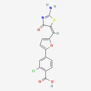 2-chloro-4-{5-[(2-imino-4-oxo-1,3-thiazolidin-5-ylidene)methyl]-2-furyl}benzoic acid