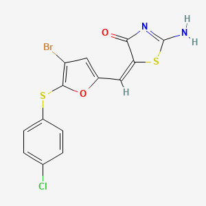 (5E)-2-amino-5-[[4-bromo-5-(4-chlorophenyl)sulfanylfuran-2-yl]methylidene]-1,3-thiazol-4-one