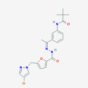 molecular formula C22H24BrN5O3 B445462 N-(3-{(1Z)-1-[2-({5-[(4-bromo-1H-pyrazol-1-yl)methyl]furan-2-yl}carbonyl)hydrazinylidene]ethyl}phenyl)-2,2-dimethylpropanamide 