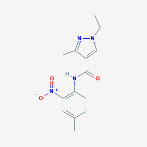 molecular formula C14H16N4O3 B445476 1-ethyl-N-{2-nitro-4-methylphenyl}-3-methyl-1H-pyrazole-4-carboxamide 