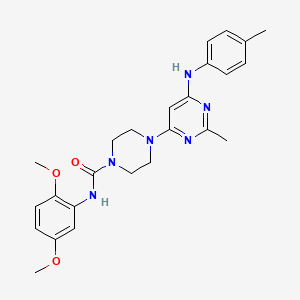 molecular formula C25H30N6O3 B4454763 N-(2,5-dimethoxyphenyl)-4-{2-methyl-6-[(4-methylphenyl)amino]pyrimidin-4-yl}piperazine-1-carboxamide 