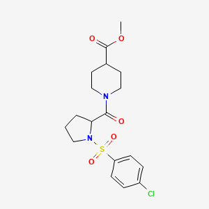 molecular formula C18H23ClN2O5S B4454839 methyl 1-{1-[(4-chlorophenyl)sulfonyl]prolyl}-4-piperidinecarboxylate 