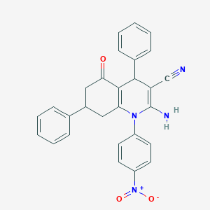 molecular formula C28H22N4O3 B445484 2-Amino-1-(4-nitrophenyl)-5-oxo-4,7-diphenyl-1,4,5,6,7,8-hexahydroquinoline-3-carbonitrile 