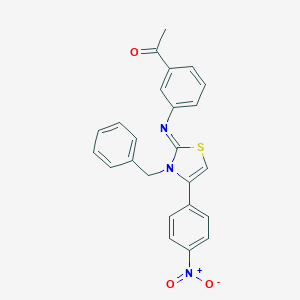 molecular formula C24H19N3O3S B445488 1-{3-[(3-benzyl-4-{4-nitrophenyl}-1,3-thiazol-2(3H)-ylidene)amino]phenyl}ethanone 