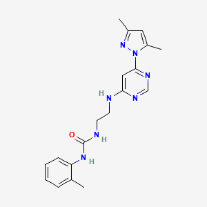 molecular formula C19H23N7O B4454899 N-(2-{[6-(3,5-dimethyl-1H-pyrazol-1-yl)-4-pyrimidinyl]amino}ethyl)-N'-(2-methylphenyl)urea 