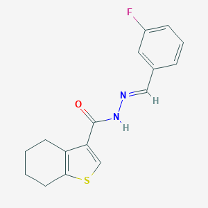 molecular formula C16H15FN2OS B445493 N'-(3-fluorobenzylidene)-4,5,6,7-tetrahydro-1-benzothiophene-3-carbohydrazide 