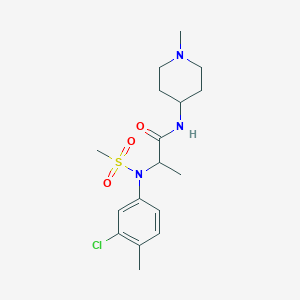 molecular formula C17H26ClN3O3S B4454932 N~2~-(3-chloro-4-methylphenyl)-N~1~-(1-methyl-4-piperidinyl)-N~2~-(methylsulfonyl)alaninamide 