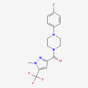 molecular formula C16H16F4N4O B4454962 1-(4-fluorophenyl)-4-{[1-methyl-5-(trifluoromethyl)-1H-pyrazol-3-yl]carbonyl}piperazine 