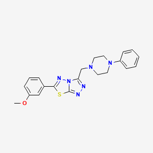 molecular formula C21H22N6OS B4455030 6-(3-methoxyphenyl)-3-[(4-phenyl-1-piperazinyl)methyl][1,2,4]triazolo[3,4-b][1,3,4]thiadiazole 