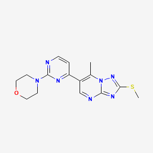 molecular formula C15H17N7OS B4455104 7-Methyl-2-(methylsulfanyl)-6-[2-(morpholin-4-yl)pyrimidin-4-yl][1,2,4]triazolo[1,5-a]pyrimidine 