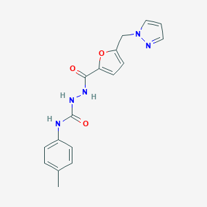 molecular formula C17H17N5O3 B445512 N-(4-methylphenyl)-2-[5-(1H-pyrazol-1-ylmethyl)-2-furoyl]hydrazinecarboxamide 
