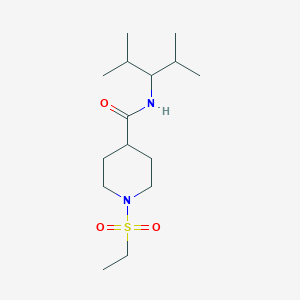 molecular formula C15H30N2O3S B4455121 1-(ethylsulfonyl)-N-(1-isopropyl-2-methylpropyl)-4-piperidinecarboxamide 