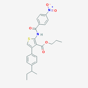 molecular formula C25H26N2O5S B445513 Propyl 4-(4-sec-butylphenyl)-2-({4-nitrobenzoyl}amino)-3-thiophenecarboxylate 