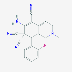 molecular formula C19H16FN5 B4455152 6-amino-8-(2-fluorophenyl)-2-methyl-2,3,8,8a-tetrahydro-5,7,7(1H)-isoquinolinetricarbonitrile 