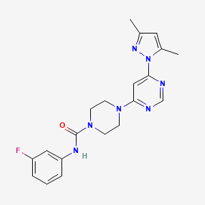 molecular formula C20H22FN7O B4455173 4-[6-(3,5-dimethyl-1H-pyrazol-1-yl)-4-pyrimidinyl]-N-(3-fluorophenyl)-1-piperazinecarboxamide 