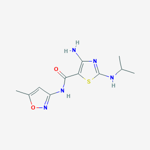 molecular formula C11H15N5O2S B4455185 4-amino-2-(isopropylamino)-N-(5-methyl-3-isoxazolyl)-1,3-thiazole-5-carboxamide 