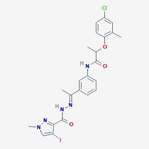 2-(4-chloro-2-methylphenoxy)-N-(3-{N-[(4-iodo-1-methyl-1H-pyrazol-3-yl)carbonyl]ethanehydrazonoyl}phenyl)propanamide