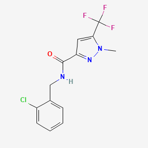 molecular formula C13H11ClF3N3O B4455247 N-(2-chlorobenzyl)-1-methyl-5-(trifluoromethyl)-1H-pyrazole-3-carboxamide 