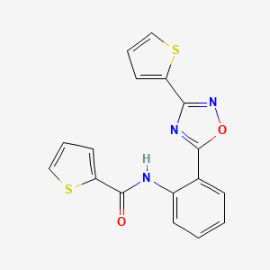 molecular formula C17H11N3O2S2 B4455303 N-{2-[3-(2-thienyl)-1,2,4-oxadiazol-5-yl]phenyl}-2-thiophenecarboxamide 