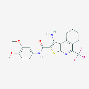 molecular formula C21H20F3N3O3S B445532 1-amino-N-(3,4-dimethoxyphenyl)-5-(trifluoromethyl)-6,7,8,9-tetrahydrothieno[2,3-c]isoquinoline-2-carboxamide 